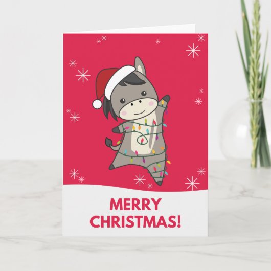 Donkey Christmas Donkeys Winter Animals Card Karte (Vorderseite)