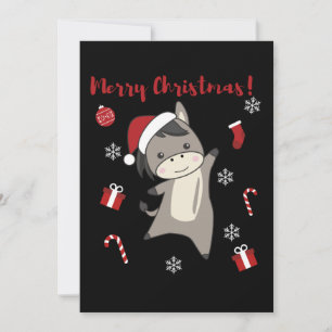 Donkey Christmas Donkeys Winter Animals Feiertagskarte
