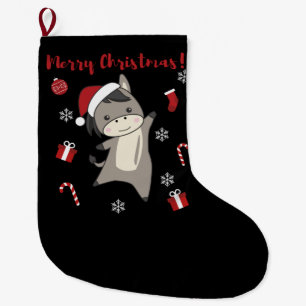 Donkey Christmas Donkeys Winter Animals Großer Weihnachtsstrumpf