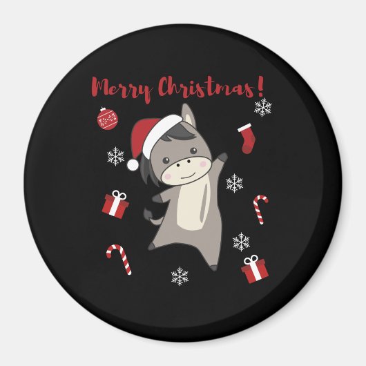 Donkey Christmas Donkeys Winter Animals Magnet (Vorne)