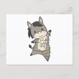Donkey Christmas Donkeys Winter Animals Postkarte