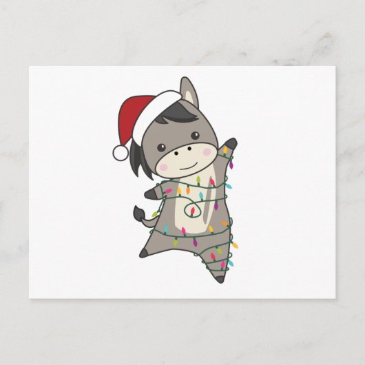 Donkey Christmas Donkeys Winter Animals Postkarte (Vorderseite)