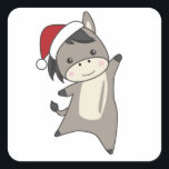 Donkey Christmas Donkeys Winter Animals Quadratischer Aufkleber<br><div class="desc">The donkey for Christmas with fairy lights. Funny animals with ohrs and snow to the holidays. Also funny for Christmas in July. Donkeys are sweet animals and perfekt for Christmas.</div>