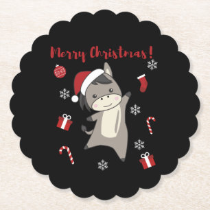 Donkey Christmas Donkeys Winter Animals Untersetzer