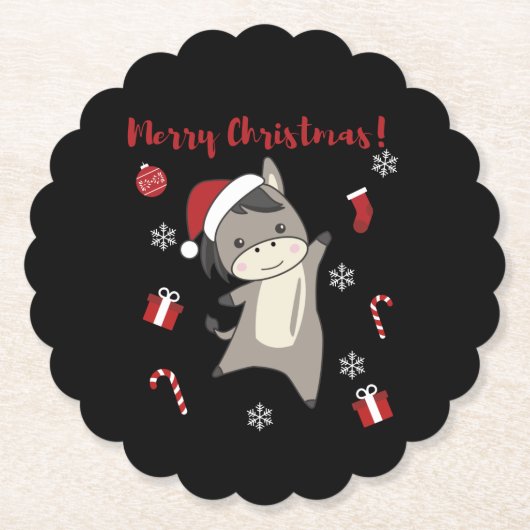 Donkey Christmas Donkeys Winter Animals Untersetzer (Vorderseite)