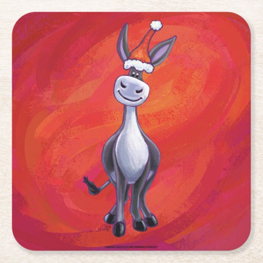 Donkey Christmas Rechteckiger Pappuntersetzer (Vorderseite)