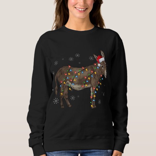 Donkey Christmas Sweater Lights Santa Xmas Sweatshirt (Vorderseite)