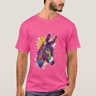 Donkey Colorful Artwork Portrait Tierkopf T-Shirt