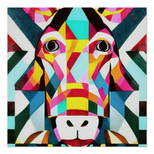 Donkey Colorful Fun Geometrie Abstrakte Kunst Poster (Vorderseite)