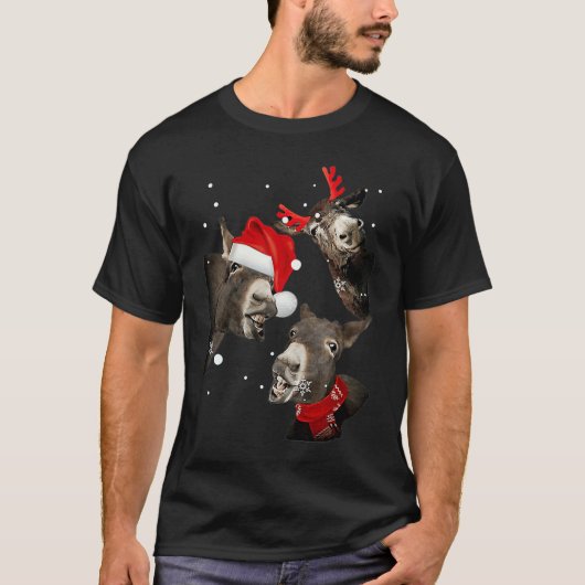 Donkey cute xmas santa T-Shirt (Vorderseite)