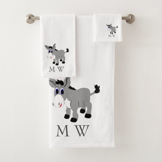 Donkey Design Monogrammed Badhandtuch Set (Insitu)