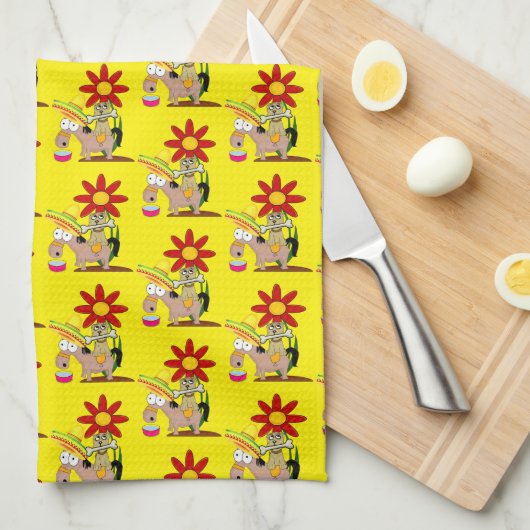 Donkey Dog Floral Kitchen Handtuch (Viertel Falte)