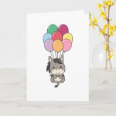 Donkey fliegt mit farbenfrohen Ballons Karte (Gelbe Blume)