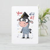 Donkey Genius Abschluss - Nerd Brille und Cap Einladung (Stehend Vorderseite)