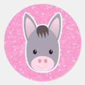Donkey Glitzer Runder Aufkleber (Vorderseite)