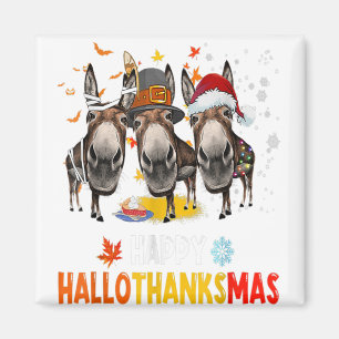 Donkey Happy HalloDankeMas Halloween Erntedank Magnet