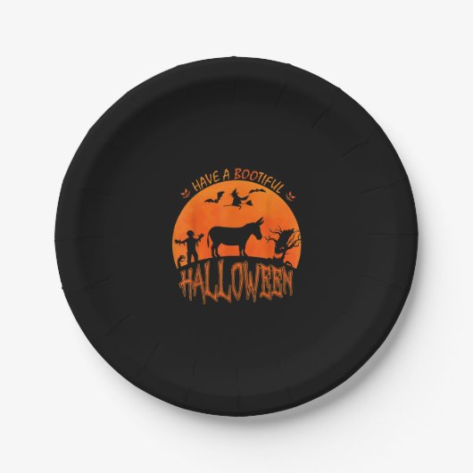 Donkey - Happy Halloween| Funny Beängstigend Costu Pappteller (Vorderseite)