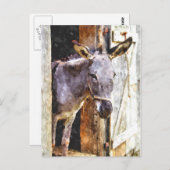 Donkey in Aquarellfarbe Postkarte (Vorne/Hinten)
