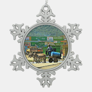 Donkey in Kenia Schneeflocken Zinn-Ornament
