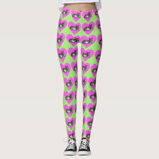 Donkey in rosa Herz Leggings (Vorderseite)
