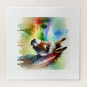 Donkey in Watercolor Art 060724AREF111 - Watercolo Puzzle (Horizontal)