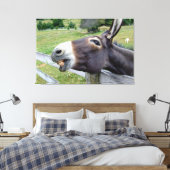 Donkey in Weide mit Hund lächeln Leinwanddruck (Insitu (Schlafzimmer))