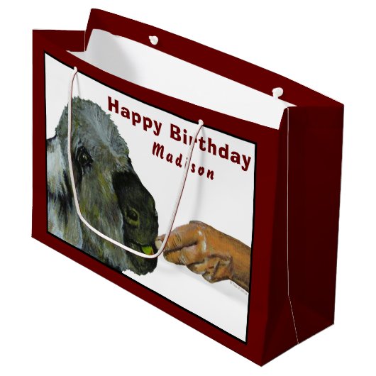 Donkey isst eine große Geschenktasche für Apple Geschenktüte (Vorderseite Schrägansicht)