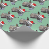 Donkey-Liebe mit Weihnachtsmannmütze Geschenkpapier (Ecke)