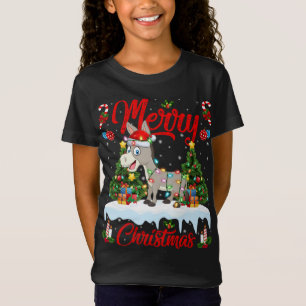 Donkey Lights Xmas Tree Funny Santa Donkey Christm T-Shirt