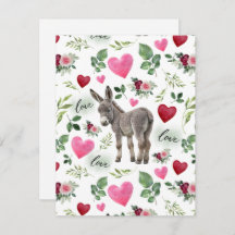 Donkey Love Valentine’s Day Card in White