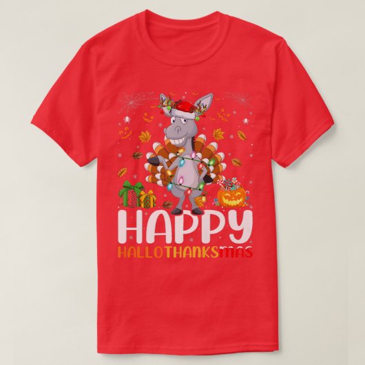 Donkey Lover Halloween Weihnachten Frohe Hallodank T-Shirt (Design vorne)