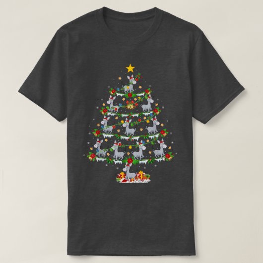 Donkey Lover Xmas Lights Donkey Christmas Tree T-Shirt (Design vorne)