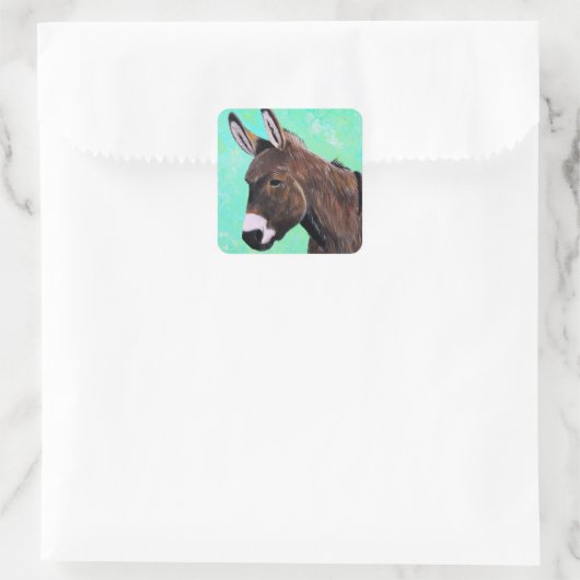 Donkey-Malerei Quadratischer Aufkleber (Tasche)
