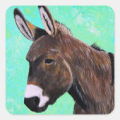 Donkey-Malerei Quadratischer Aufkleber (Vorderseite)