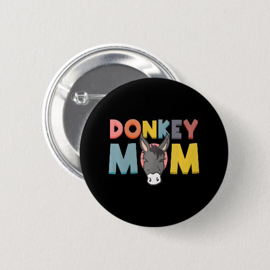 Donkey-Mama Funny Mule Farm Animal Button (Vorne & Hinten)