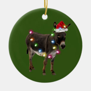 Donkey mit Hat Lights Weihnachten Keramik Ornament