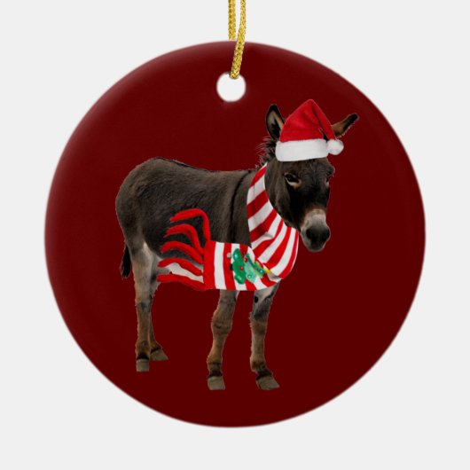 Donkey mit Hat Scaft Weihnachten Keramik Ornament (Vorne)