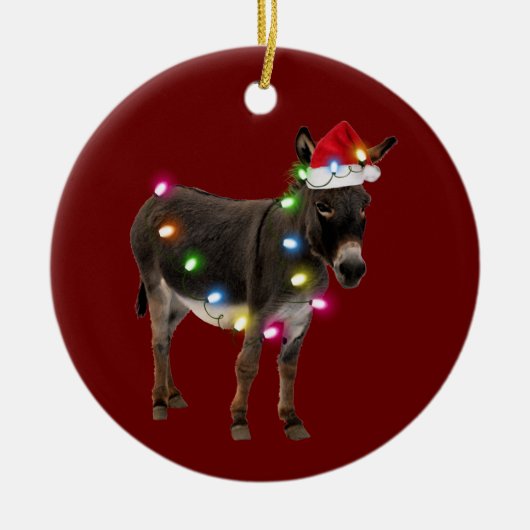 Donkey mit Hutschuh Weihnachten Keramik Ornament (Vorne)