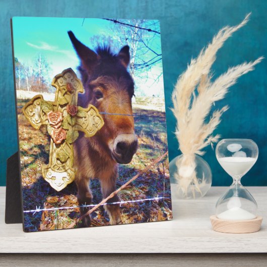 Donkey mit Rose Cross Fotoplatte (Seite)