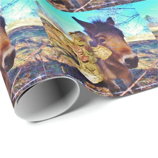 Donkey mit Rose Cross Geschenkpapier (Rolleneckpunkt)