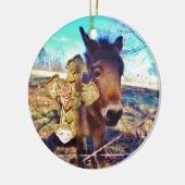 Donkey mit Rose Cross Keramik Ornament (Links)