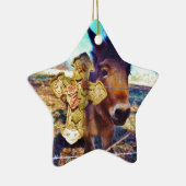 Donkey mit Rose Cross Keramikornament (Rechts)