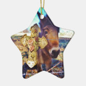 Donkey mit Rose Cross Keramikornament (Links)