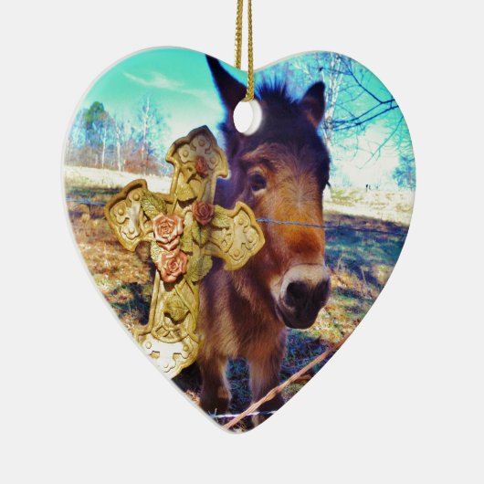 Donkey mit Rose Cross Keramikornament (Rechts)
