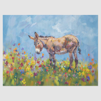 Donkey mit Wildblumen Impressionist Decoupage Seidenpapier