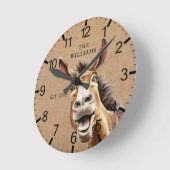 Donkey Niedlich Personalisiert Runde Wanduhr (Winkel)