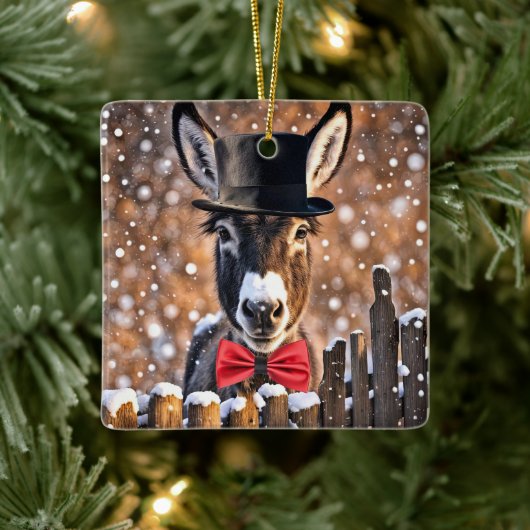 Donkey Niedlicher und sonniger Weihnachtsurlaub Keramikornament (Baum)