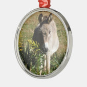 Donkey Picking Gelben Herbst Wildblumen Ornament Aus Metall (Links)