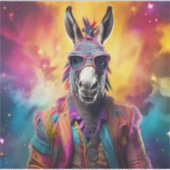 Donkey Pink Brille, Regenbogenhaar Aufkleber (Vorderseite)