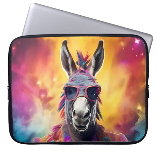 Donkey Pink Brille, Regenbogenhaar Laptopschutzhülle (Vorderseite)